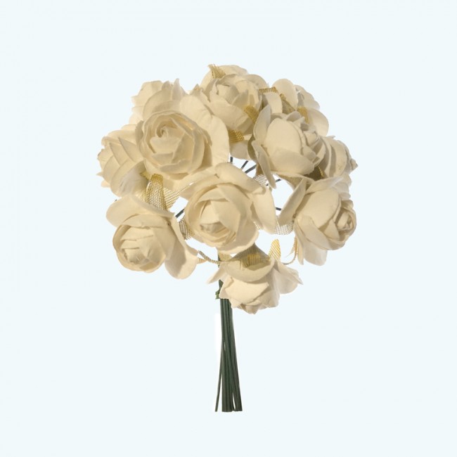 2.5", 1.75" Diameter Paper Flower 12X12 | Ivory